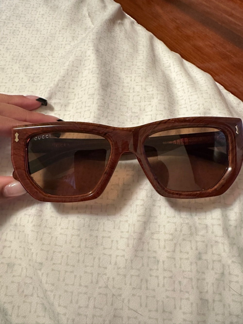 Gucci Brown Tortoiseshell Rectangular Sunglasses